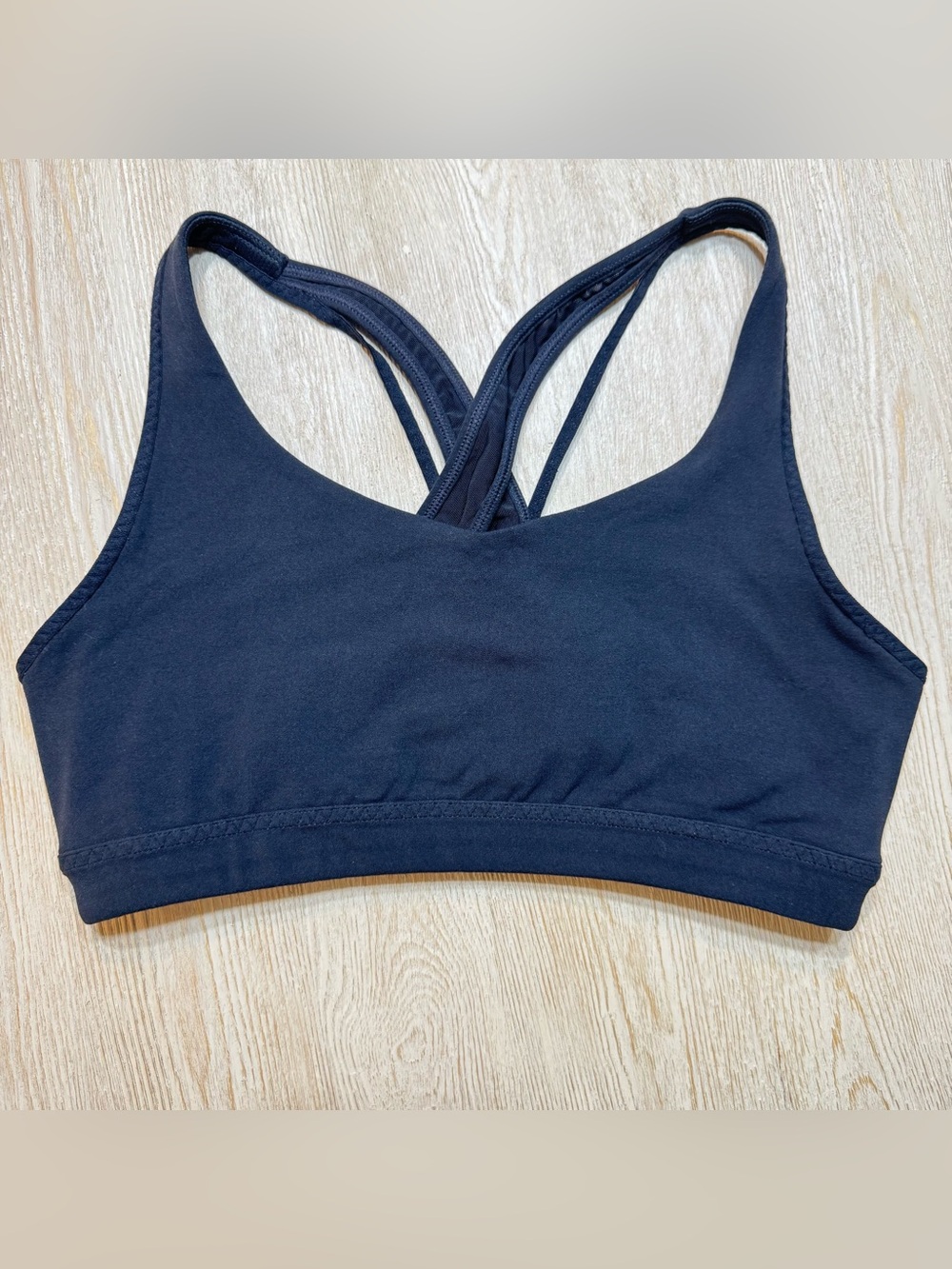 Athleta Navy Blue Strappy Back Sports Bra Medium Yoga Gym Athleisure